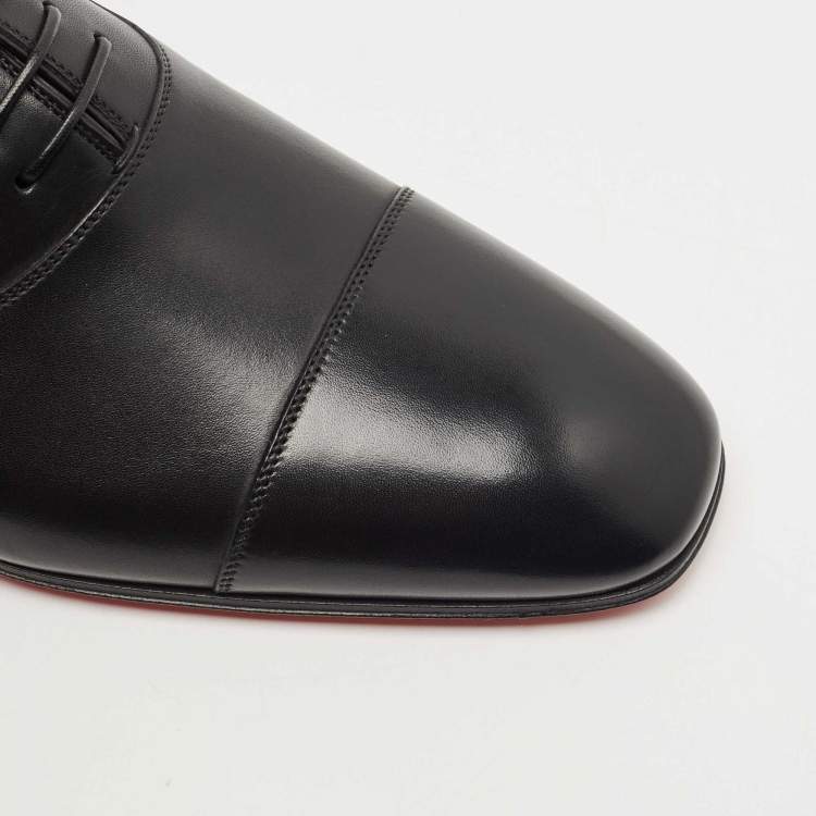 Christian Louboutin Black Leather Greggo Lace Up Oxfords Size 39.5