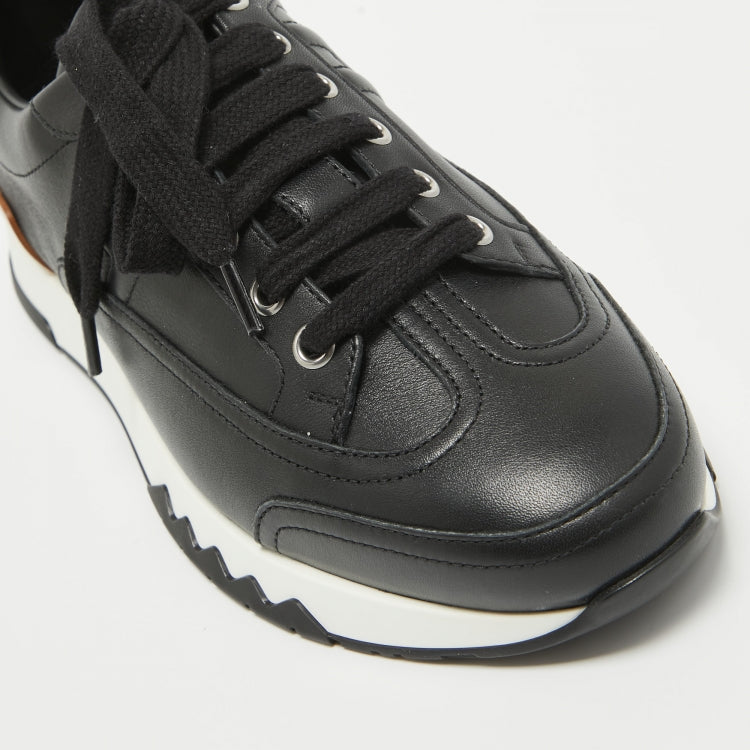 Hermes Black Leather Trail Sneakers Size 38.5