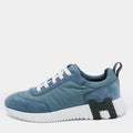 Hermes Blue Neoprene and Suede Bouncing Sneakers Size 37