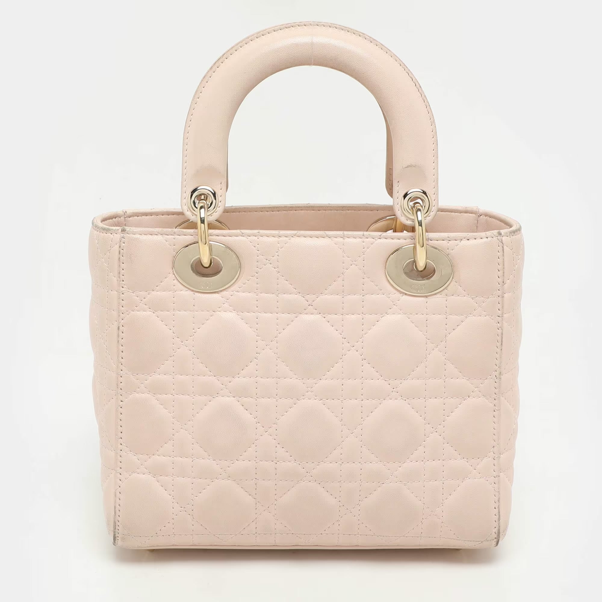 Dior Beige Cannage Leather Small Lady Dior My ABCDior Tote