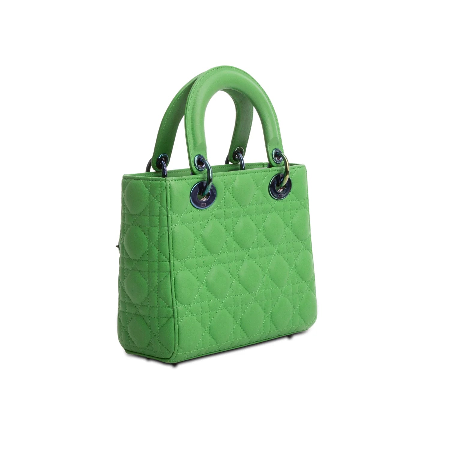 Christian Dior 2022 Green Cannage Lambskin Leather Small Lady Dior Bag