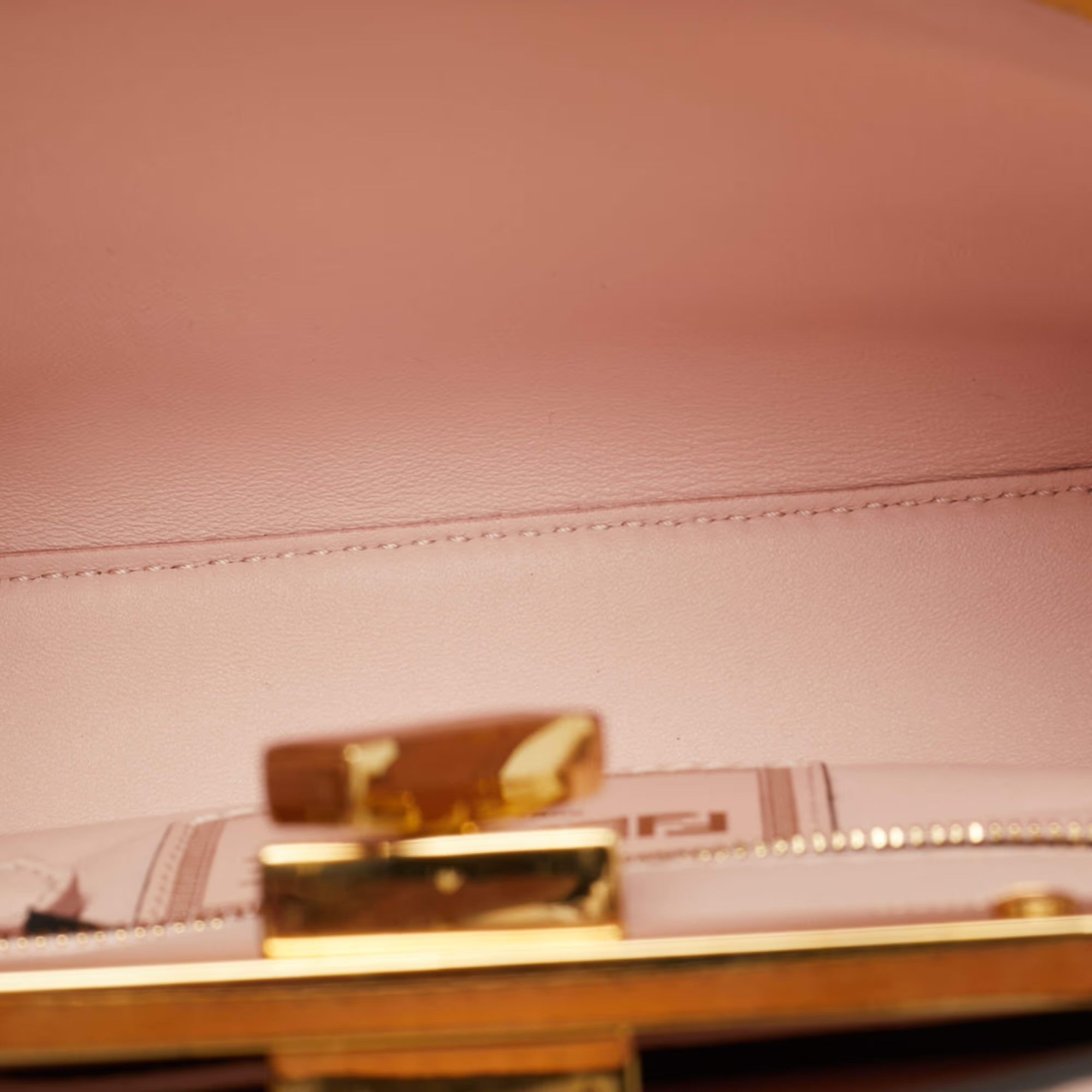 Fendi x Versace Fendace Peekaboo Mini Pink/Yellow Zucca Baroque Print Leather Top Handle Bag