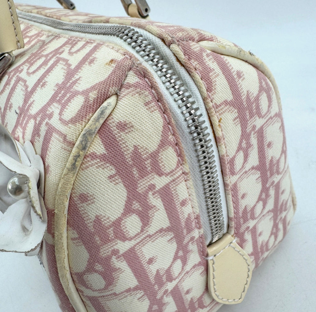 DIOR Pink Trotter Hand Mini Boston Bag Canvas Leather