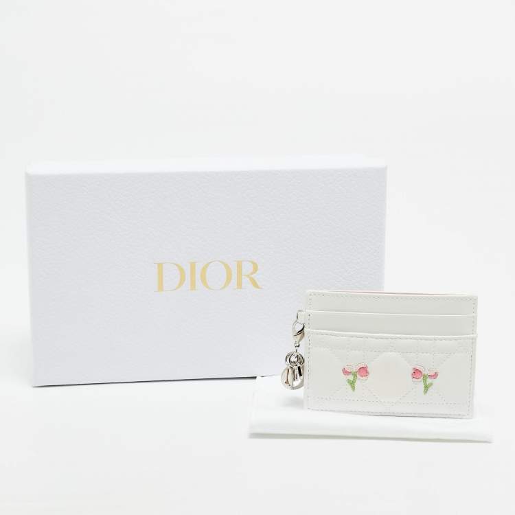 Dior Lady Dior Freesia White Cannage Leather Card Holder