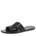 Hermes Dark Brown Leather Izmir Sandals Size 44.5