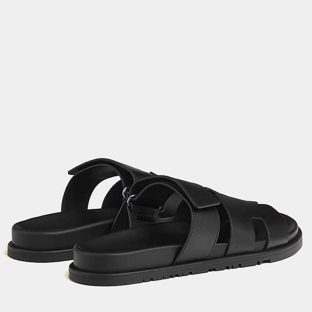 Hermes Chypre Sandal Size 43 Noir Calfskin