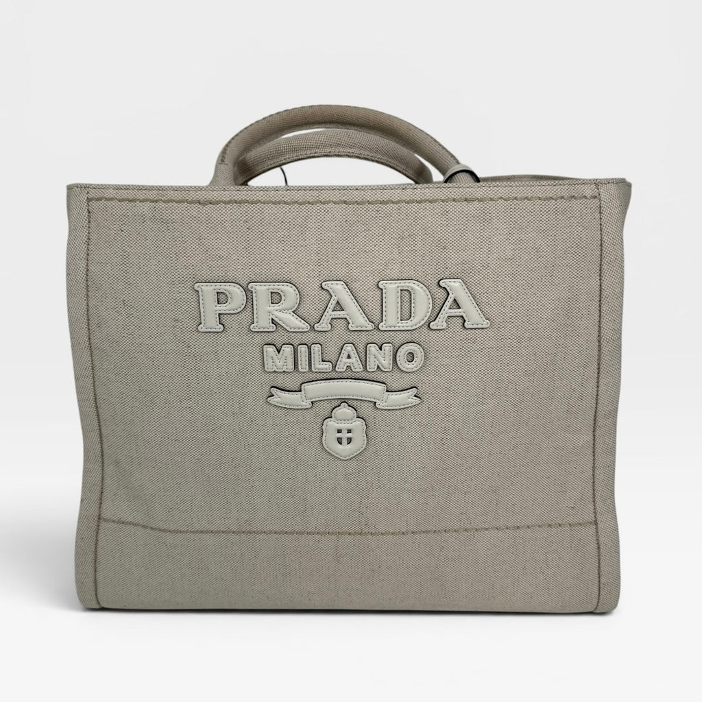PRADA LARGE APPLIQUÉ COTTON TOTE