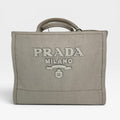 PRADA LARGE APPLIQUÉ COTTON TOTE