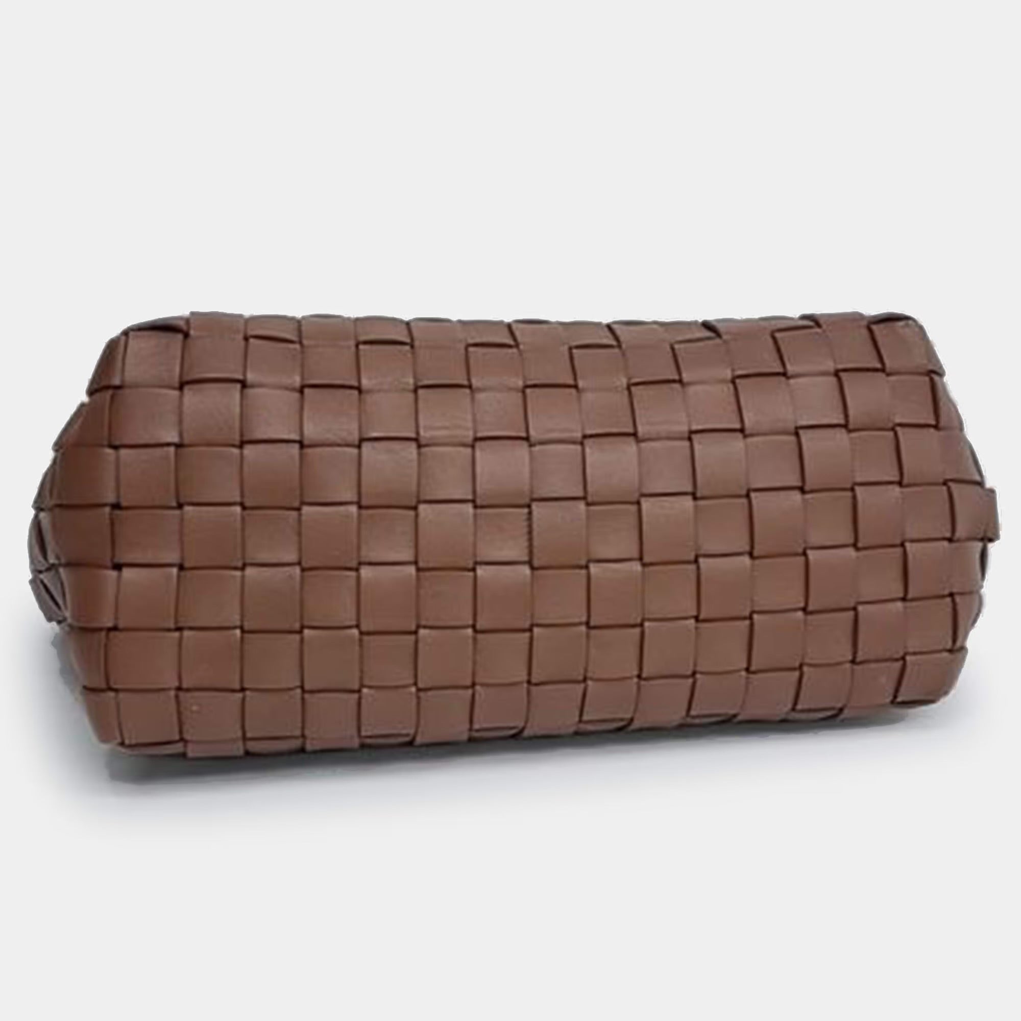 Miu Miu Brown Woven Leather Tote and Shoulder Bag