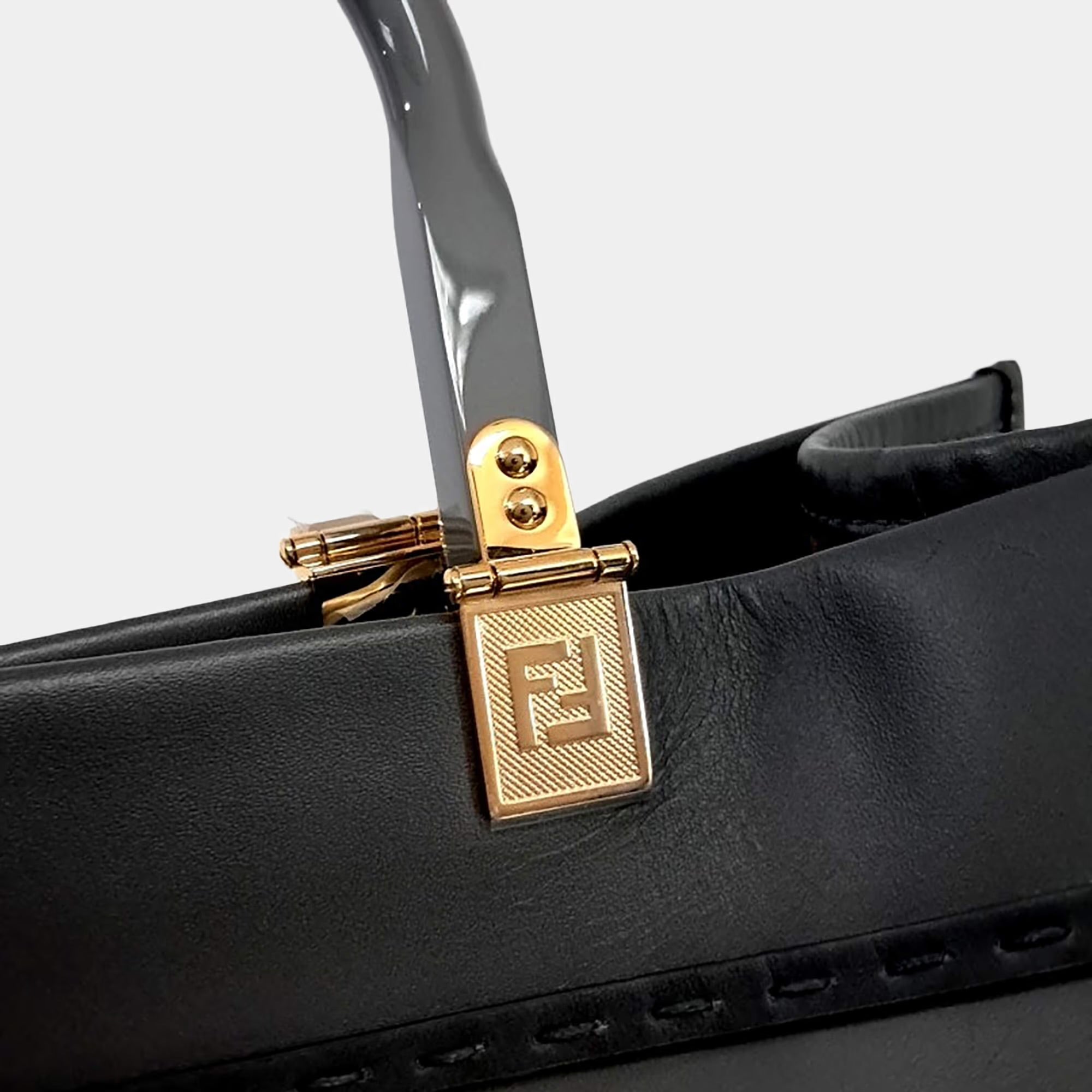 Fendi Grey Leather Sunshine Large