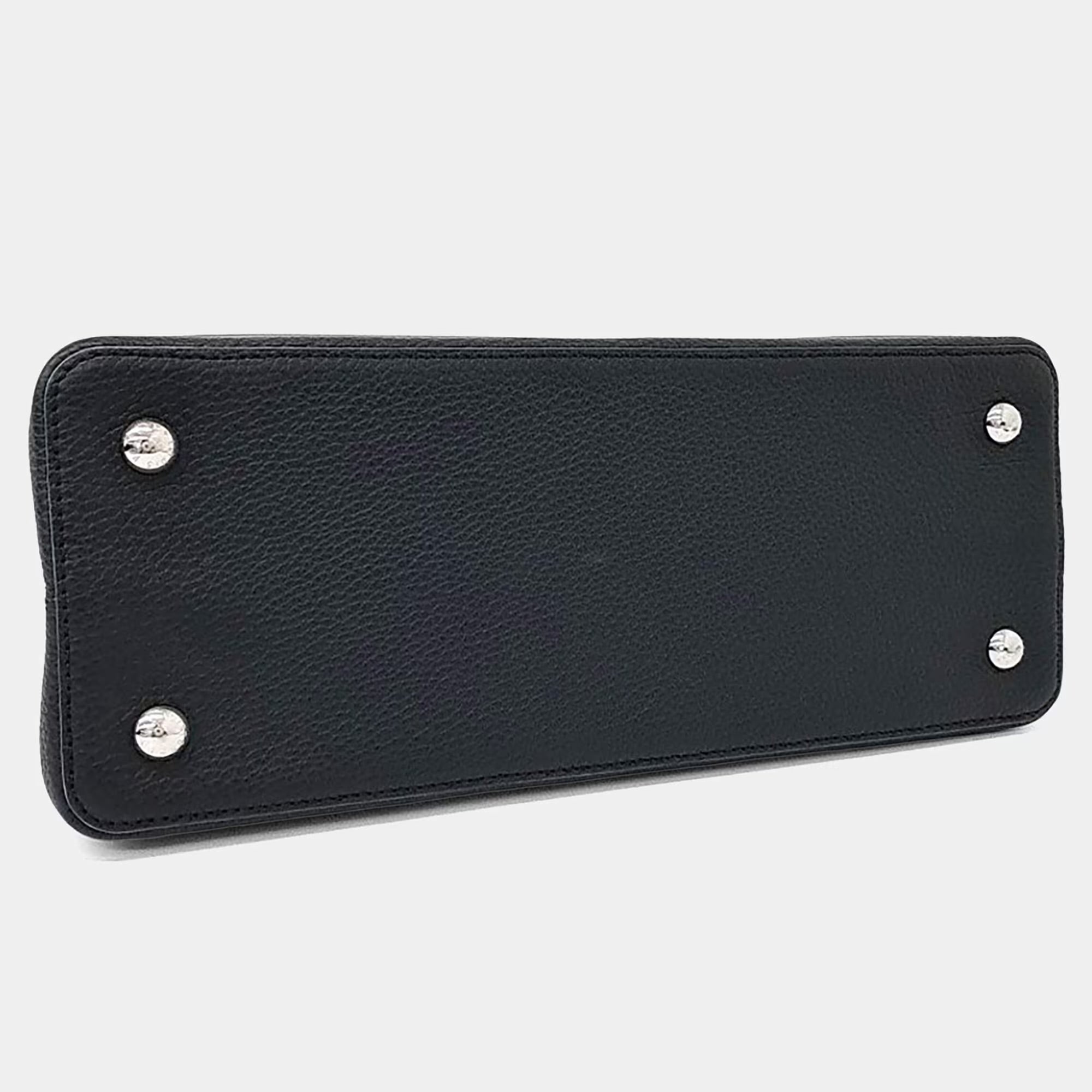 Louis Vuitton Black Leather Capucines MM