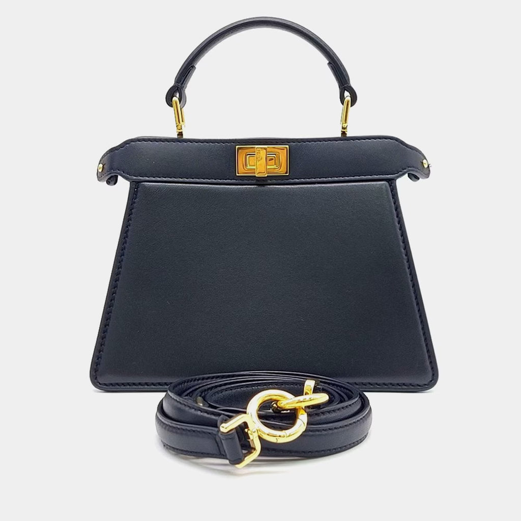 Fendi Black Leather Peekaboo I SEE U Petite
