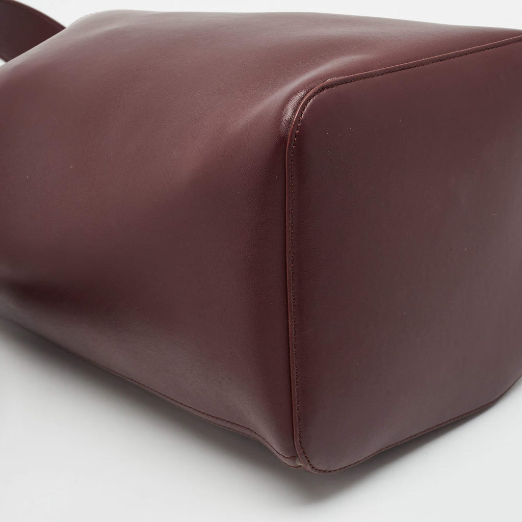 Loewe Pebble Medium Burgundy Leather Bucket Bag