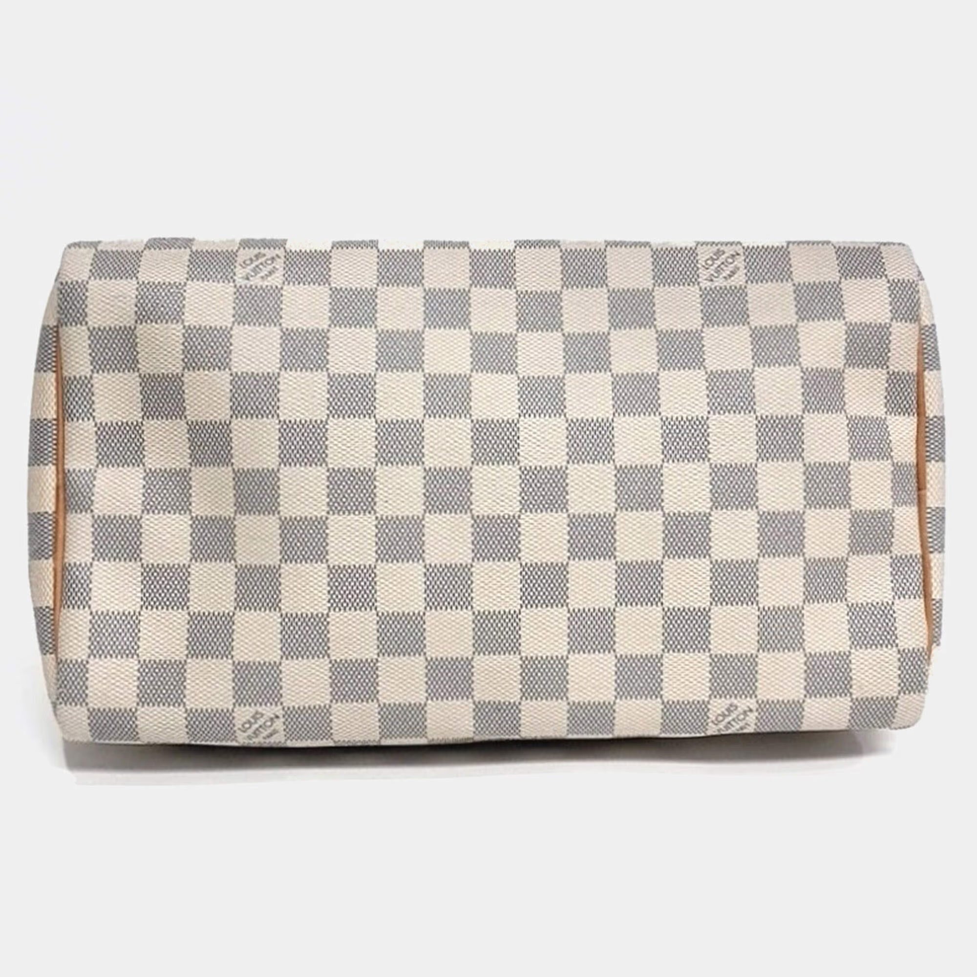 Louis Vuitton Grey White PVC Azur Speedy 30