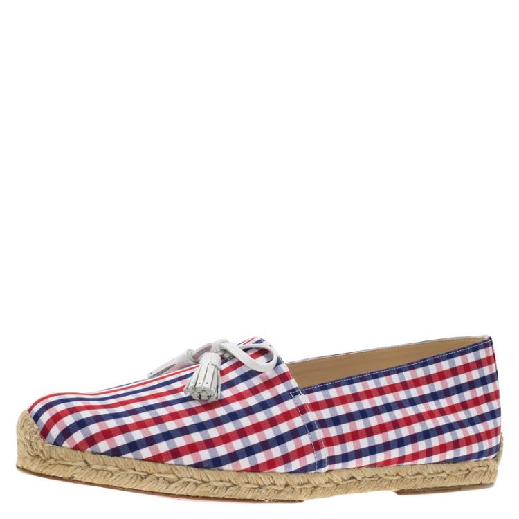 Christian Louboutin Vichy Papiounet Bow Espadrilles Size 44