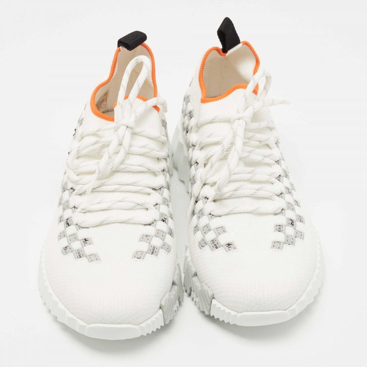 Hermes White Knit Fabric Flex Sneakers Size 36.5