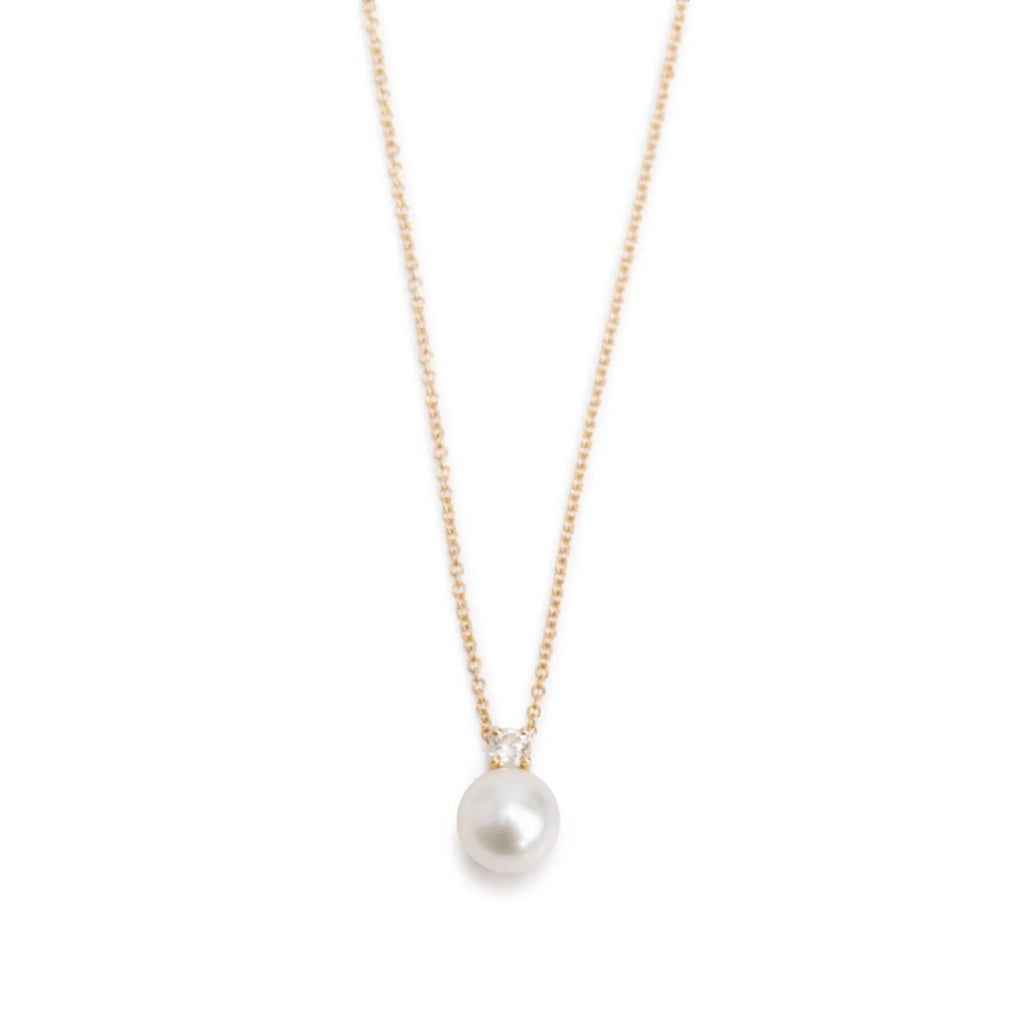 Tiffany & Co 18k Yellow Gold Diamond Signature Pearl Pendant Necklace