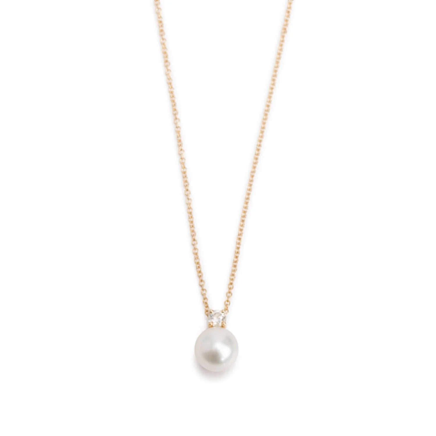 Tiffany & Co 18k Yellow Gold Diamond Signature Pearl Pendant Necklace