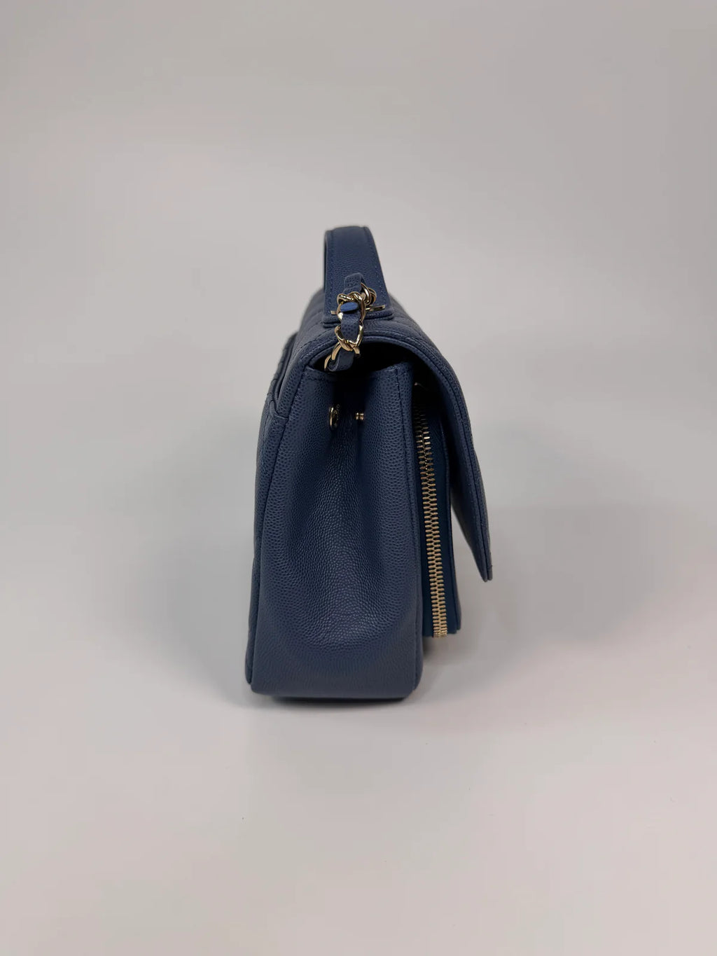 CHANEL MEDIUM BUSINESS AFFINITY BAG IN BLUE CAVIAR WITH GOLD HARDWARE