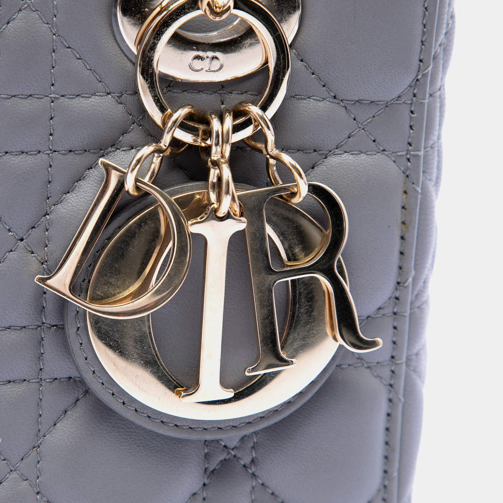 Dior Lady Dior My ABC Small Light Gray Lambskin Cannage Handbag