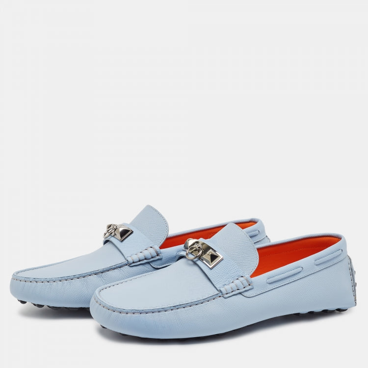 Hermès Blue Leather Irving Loafers Size 43.5