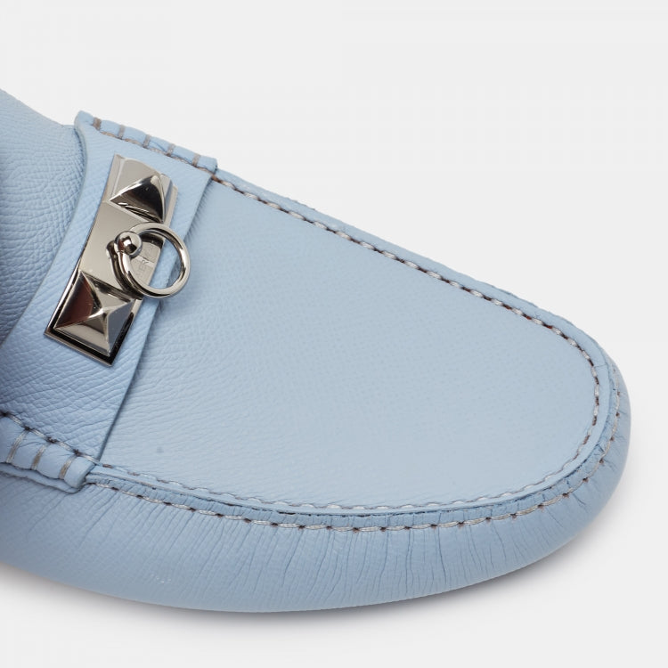 Hermès Blue Leather Irving Loafers Size 43.5
