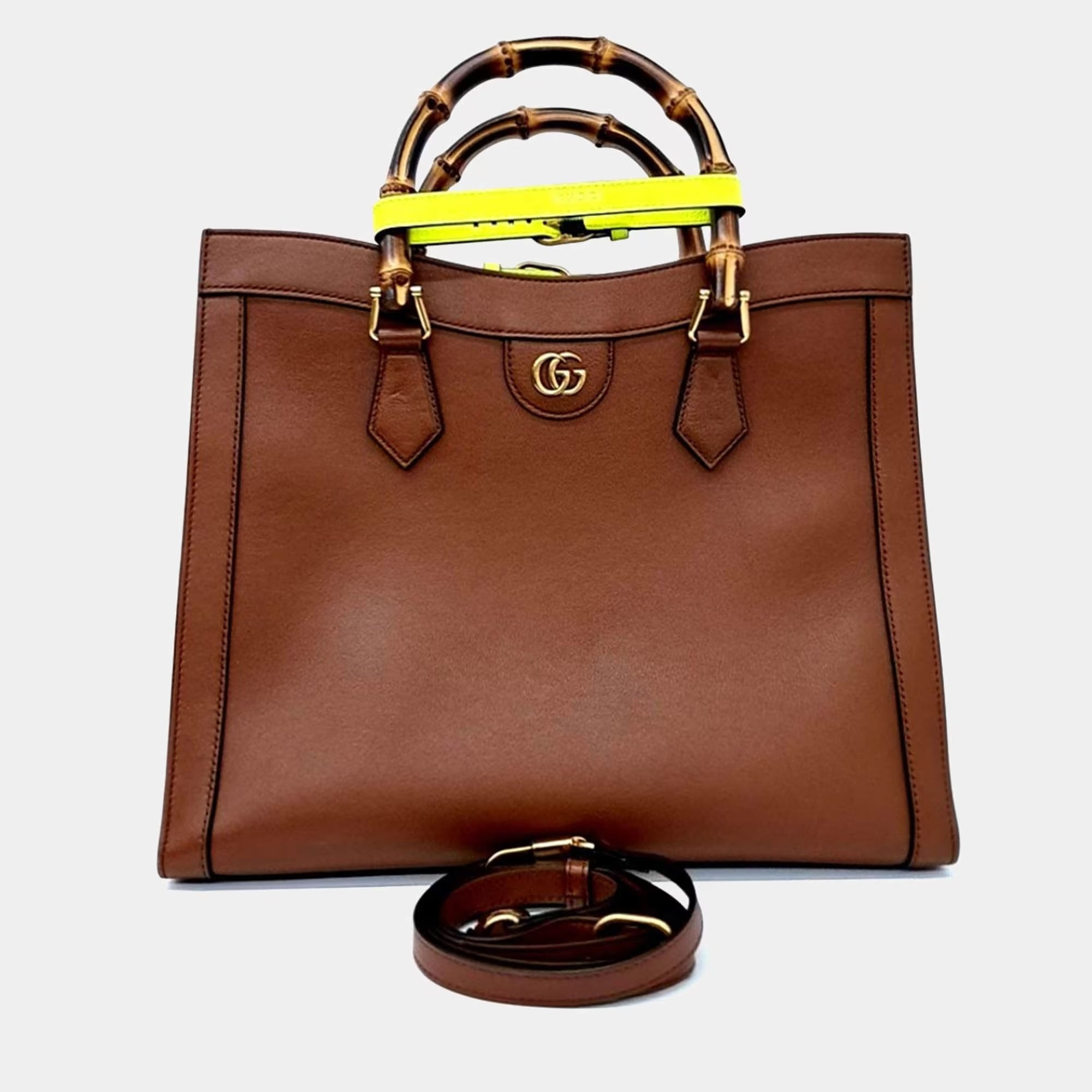 Gucci Brown Leather Diana Tote and Shoulder Bag