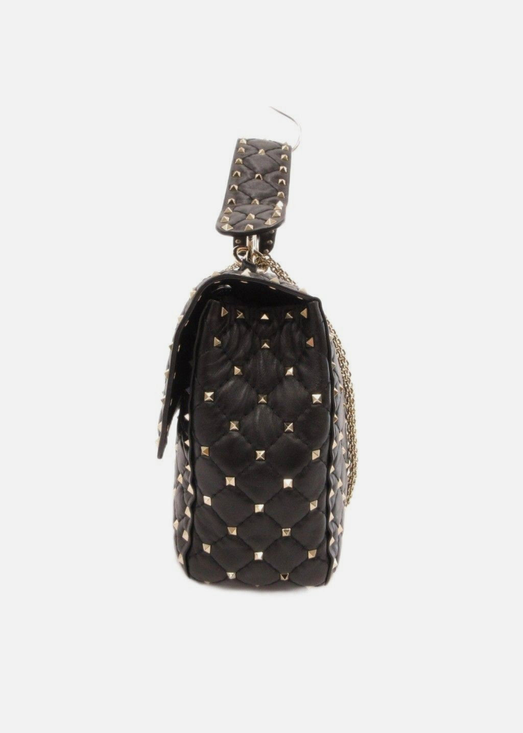 Valentino Garavani Rockstud Spike Quilted Leather Chain Shoulder Bag Black