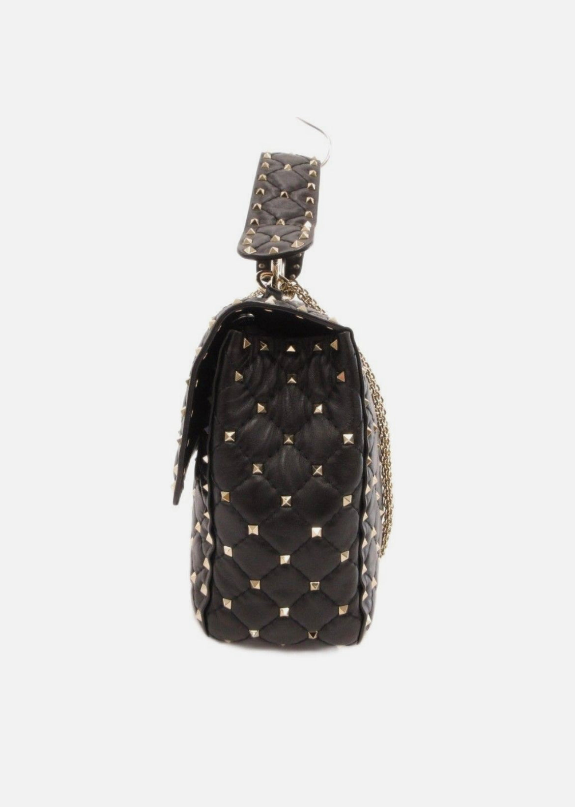 Valentino Garavani Rockstud Spike Quilted Leather Chain Shoulder Bag Black