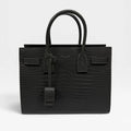SAINT LAURENT SMALL SAC DE JOUR IN GREY CROC EMBOSSED LEATHER WITH SILVER HARDWARE