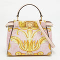 Fendi x Versace Fendace Peekaboo Mini Pink/Yellow Zucca Baroque Print Leather Top Handle Bag