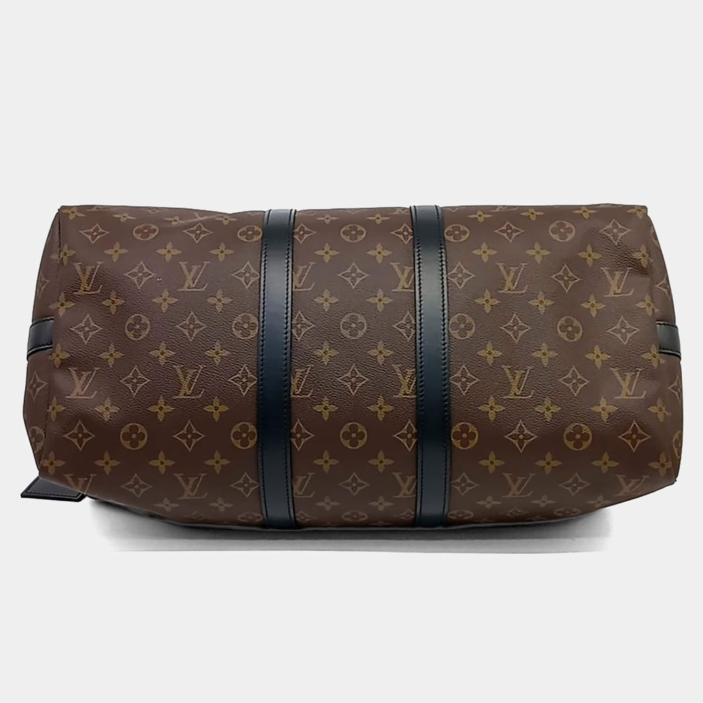 Louis Vuitton Brown PVC Macassar Bandouliere Keepall 45