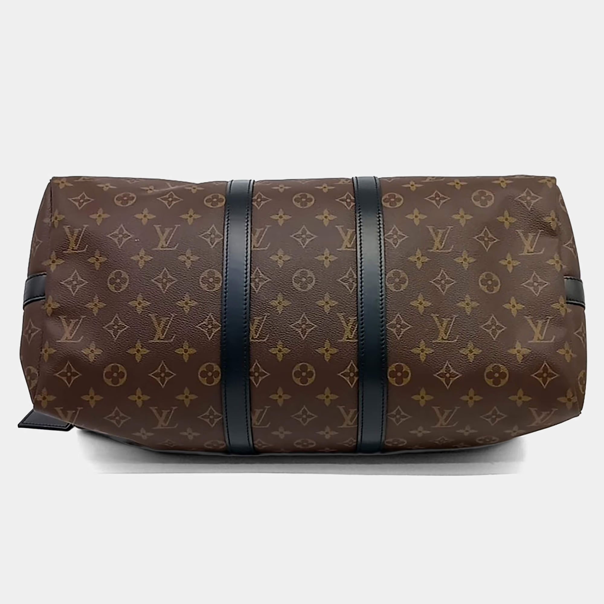 Louis Vuitton Brown PVC Macassar Bandouliere Keepall 45