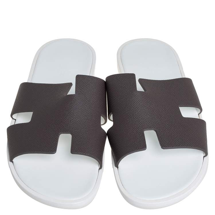 Hermes Brown Leather Izmir Sandals Size 45