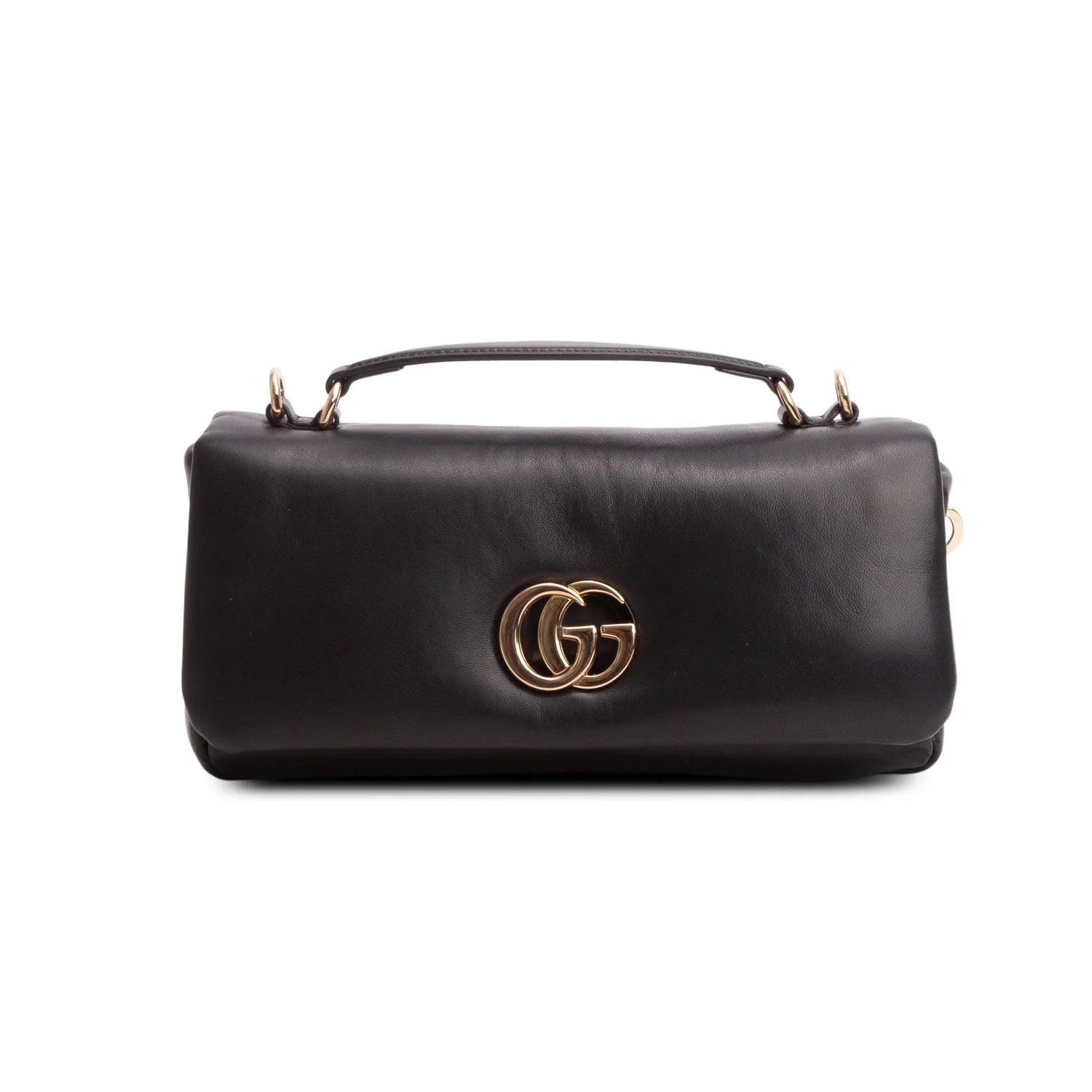 Gucci Black Lambskin Small GG Milano Top Handle Shoulder Bag