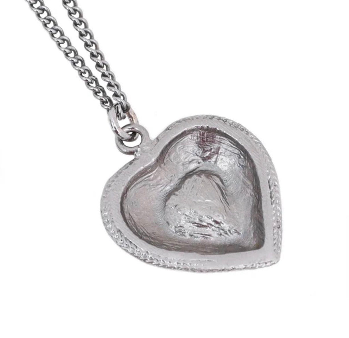 Chanel Blue CC Pearl Enamel Heart Pendant Necklace