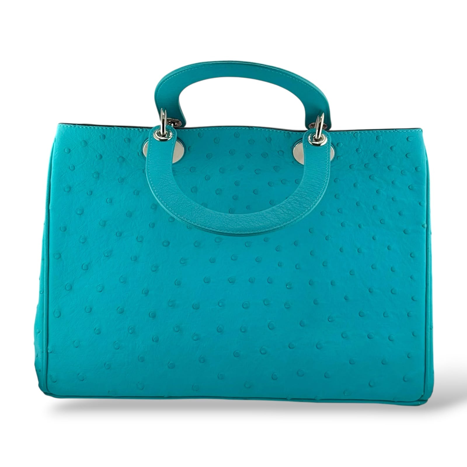 Christian Dior Diorissimo Turquoise Ostrich Tote Bag