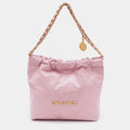 Chanel Light Pink Quilted Shiny Leather Small 22 Bag