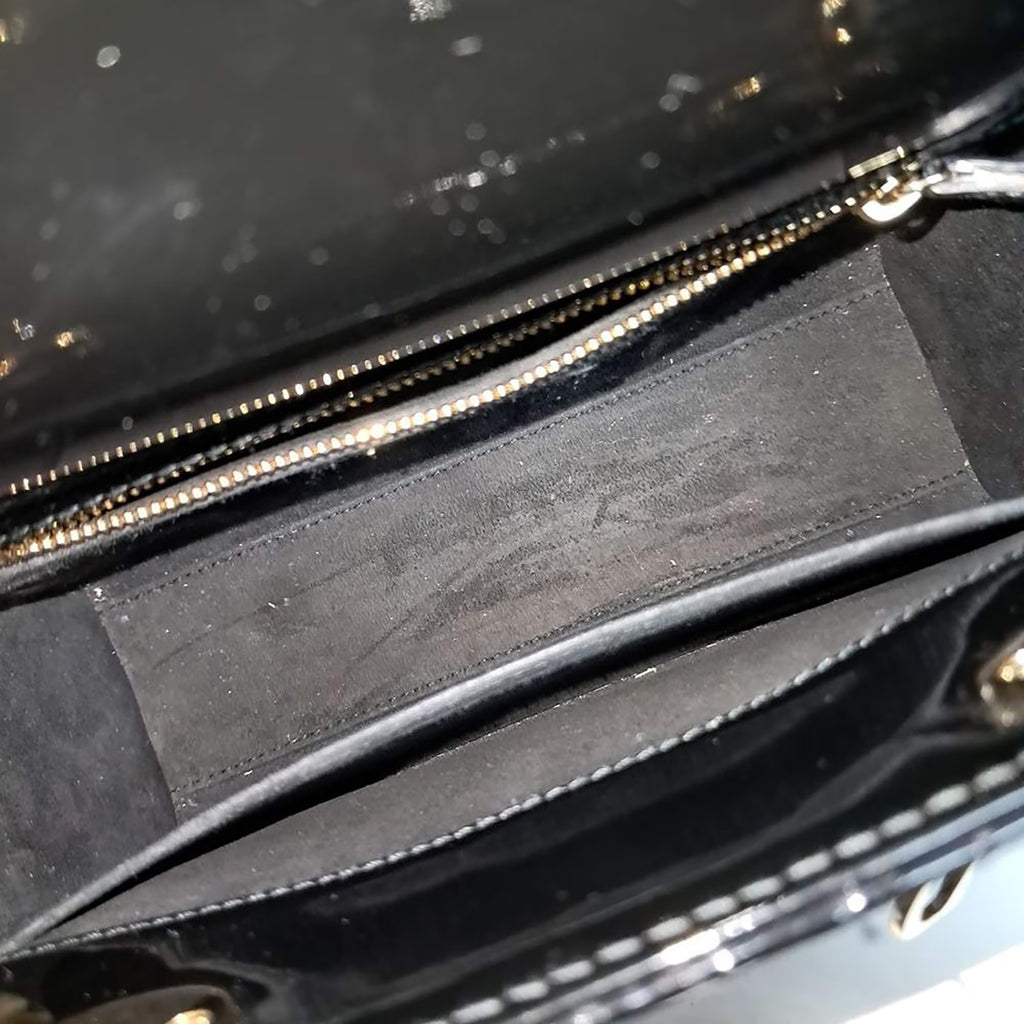 Dior Black Leather Patent Cannage Lady Bag Small