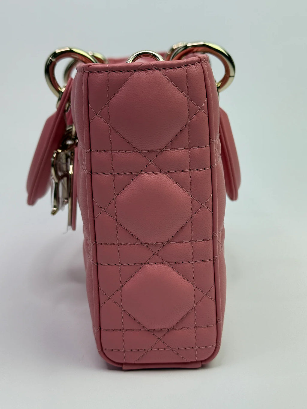 CHRISTIAN DIOR MEDIUM D-JOY IN PINK WITH PALE GOLD HARDWARE