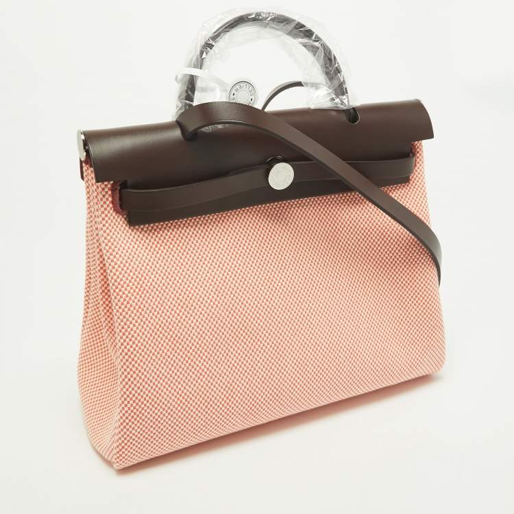 Hermès Herbag Zip 31Orange Field/Ecru/Rouge Sellier Criss Viking Toile and Vache Hunter Top Handle Bag