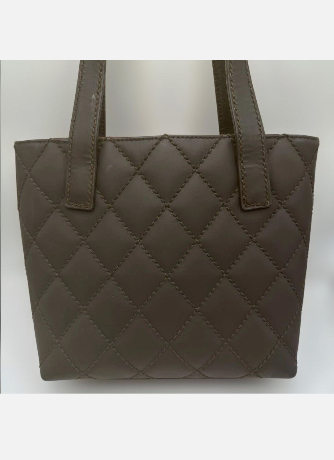 Chanel Wild Stitch Coco Mark Tote Bag Brown Quilted Leather