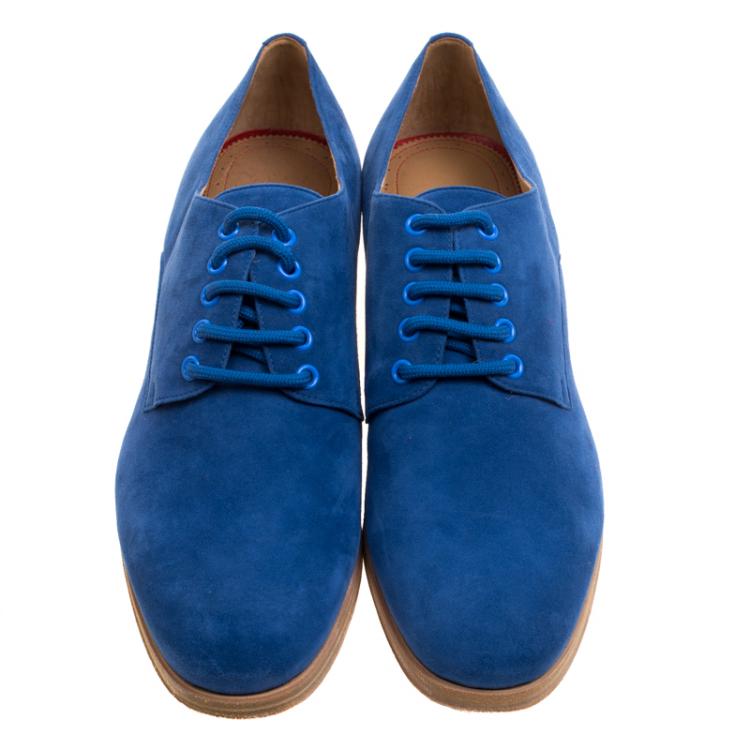Christian Louboutin Blue Suede Chorale Lace Up Derby Size Size 42