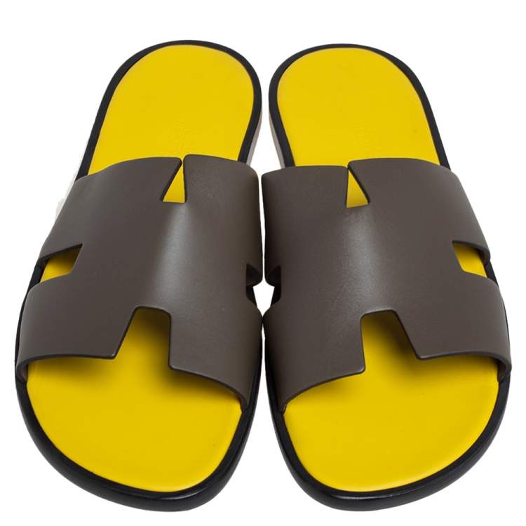 Hermes Vert Olive Leather Izmir Sandals Size 44
