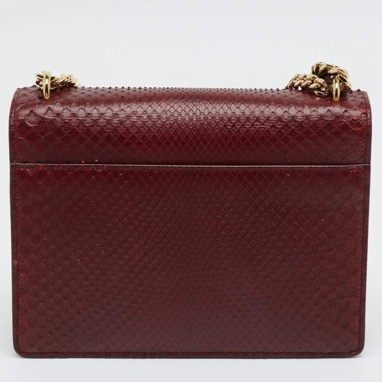 Saint Laurent Sunset Medium Burgundy Python Shoulder Bag