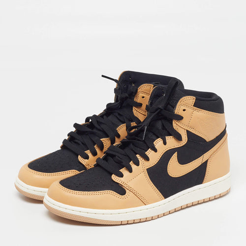 Air Jordans Jordan 1 Retro OG Heirloom Size 44 Beige/Black Leather and Canvas High Top Sneakers