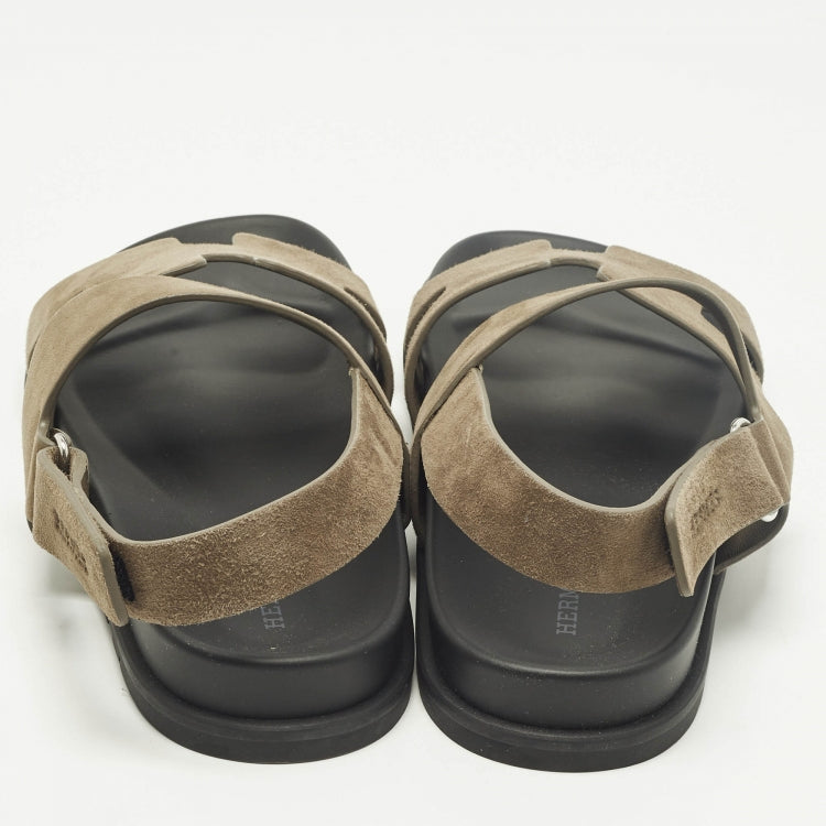 Hermes Genius Size 43 Brown Suede Flat Sandals