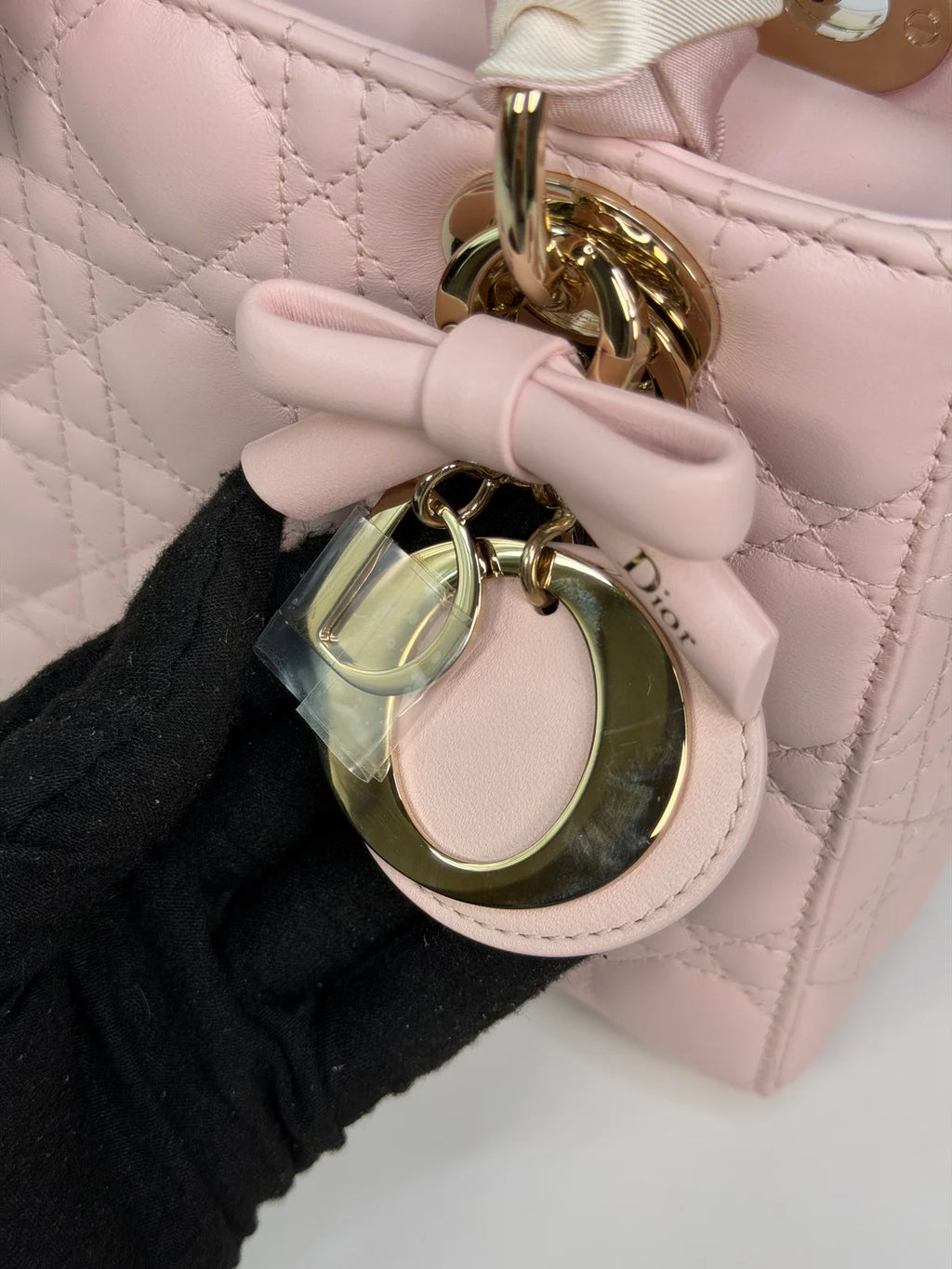 CHRISTIAN DIOR LADY DIOR SMALL BAG IN ROSE TENDRE WITH GOLD HARDWARE