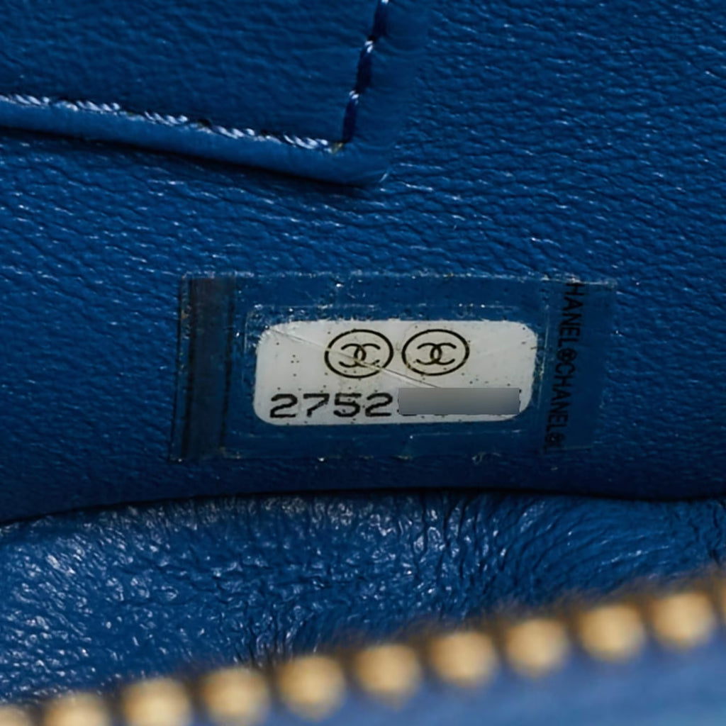 Chanel Trendy CC Medium Blue Chevron Leather Bowling Bag