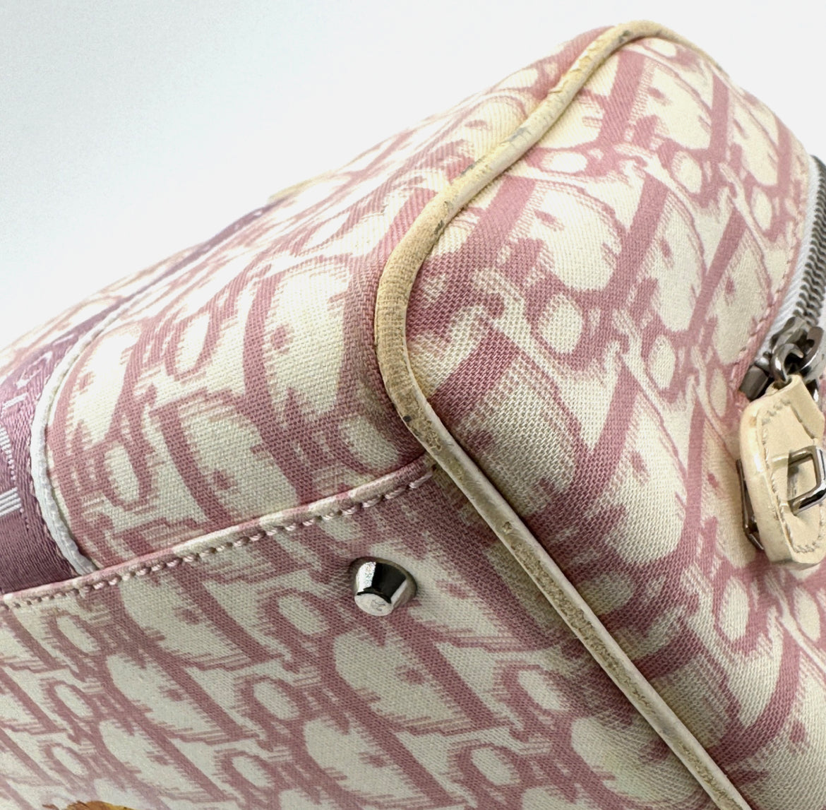 DIOR Pink Trotter Hand Mini Boston Bag Canvas Leather
